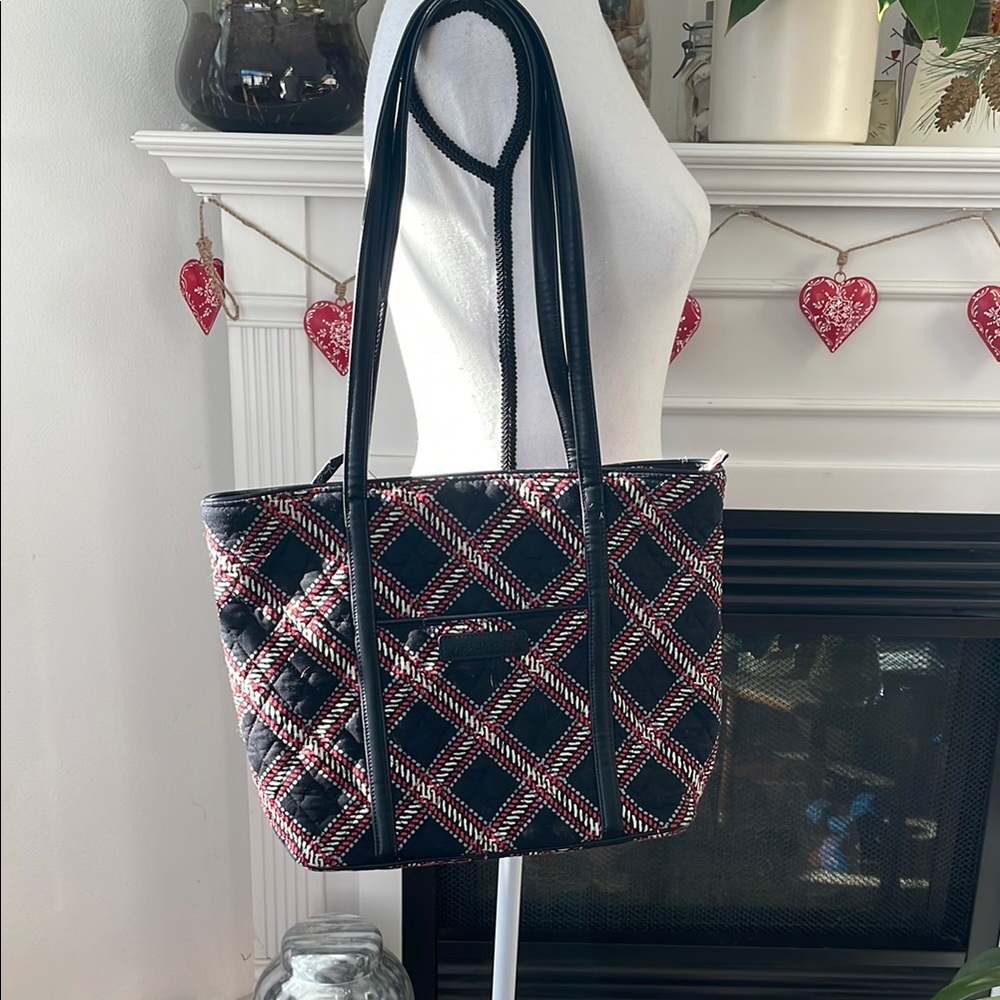 Vera Bradley Stylish Black and Red Quilted Tote Bag